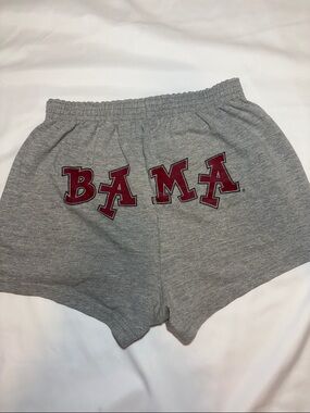 Y2K Soffe Shorts “BAMA” Booty Text Roll Over Waistband Alabama Roll Tide Crimson